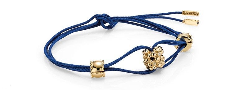 bracelet Pandora bleu avec clip