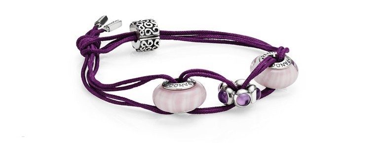 bracelet Pandora charms murano rose