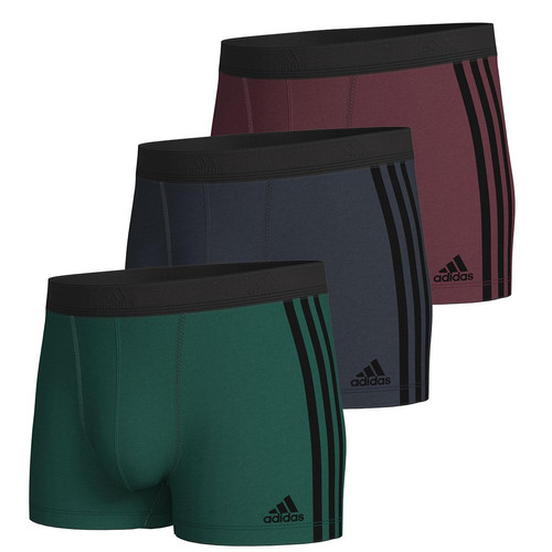 Adidas Underwear - Lot de 3 boxers homme Active Flex Coton 3 Stripes Adidas - Caleçon Homme