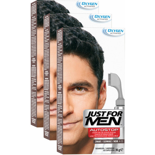 Just For Men - Pack 3 Autostop Noir - Coloration Cheveux Homme - Teinture et Coloration Cheveux pour Hommes
