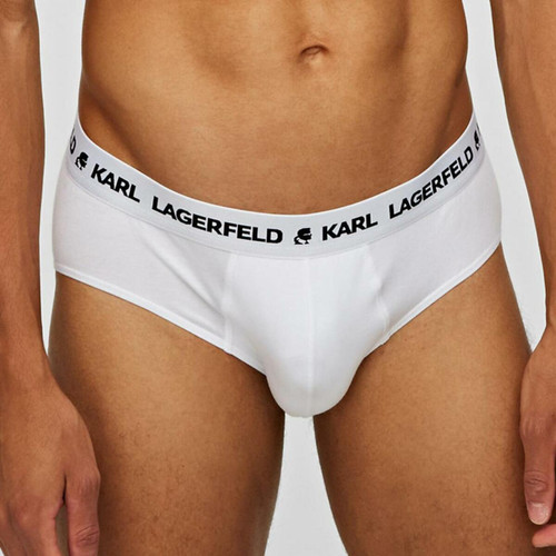 Karl Lagerfeld - Lot de 3 slips logotes coton - Slip blanc homme