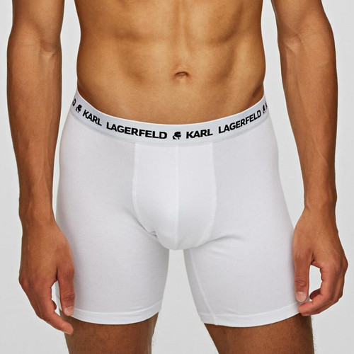 Karl Lagerfeld - Lot de 3 boxers longs logotes coton - Boxer blanc homme