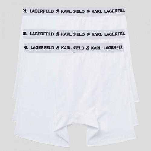 Lot de 3 boxers longs logotes coton Karl Lagerfeld - Blanc
