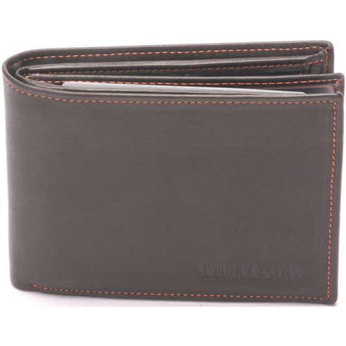 Arthur & Aston - PORTEFEUILLE CUIR 3 VOLETS – Surpiqûres Orange - Porte cartes portefeuille homme