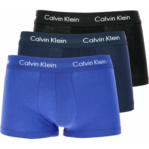Calvin Klein Underwear - PACK 3 BOXERS COTON STRETCH - Ceinture Logotée Noir / Bleu Marine / Bleu - Cadeau mode homme