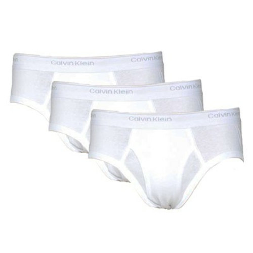 Calvin Klein Underwear - PACK 3 SLIPS FERMES BRIEF HOMME - Coton & Elasthanne Blanc - Sous vetement homme