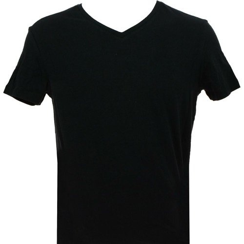 Guess Underwear - T-SHIRT HERO COL V COTON - LOGO DISCRET Noir - T shirt noir homme
