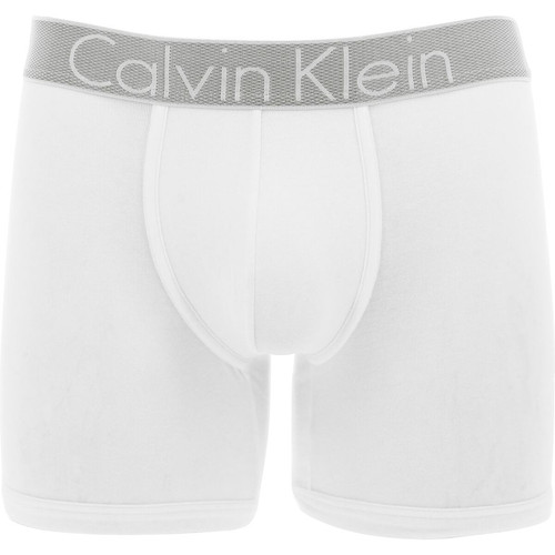 Calvin Klein Underwear - Boxer Long en Coton Stretch - Ceinture Siglée Blanc - Boxer homme coton