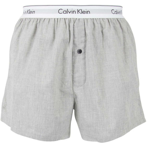 Calvin Klein Underwear - Caleçon en Coton Tissé - Ceinture Siglée Gris - Promotions Calvin Klein Underwear