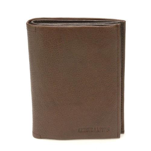 Arthur & Aston - Portefeuille 3 volets Homme cuir marron Chocolat - Porte cartes portefeuille homme