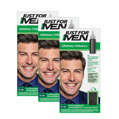 Just For Men - Colorations Cheveux Châtain Foncé - Pack 3 - Coloration Cheveux/ Barbe HOMME Just For Men