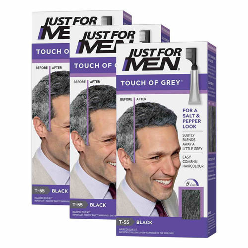 Just For Men - Pack 3 Colorations Cheveux - Gris Noir - Coloration Cheveux/ Barbe HOMME Just For Men