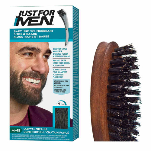 Just For Men - Pack Coloration Barbe Chatain Fonce Et Brosse A Barbe - Couleur Naturelle - Promotions Just For Men