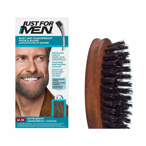 Just For Men - Pack Coloration Barbe & Brosse A Barbe - Chatain Moyen Clair - Coloration Cheveux/ Barbe HOMME Just For Men