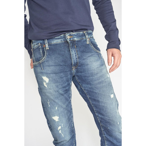 Jeans 900/3 Jogg tapered arqué  destroy bleu N°2 en coton