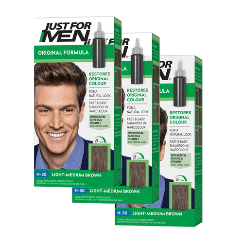 Just For Men - Pack 3 Colorations Cheveux - Châtain Moyen Clair - Promotions Just For Men