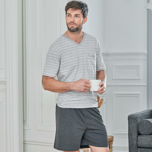 Becquet - Pyjama PHILIBERT gris chiné en coton - Promotions Mode HOMME
