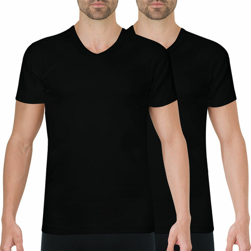 Athéna - Lot de 2 Tee shirts col V homme Coton Bio - Promotions Mode HOMME