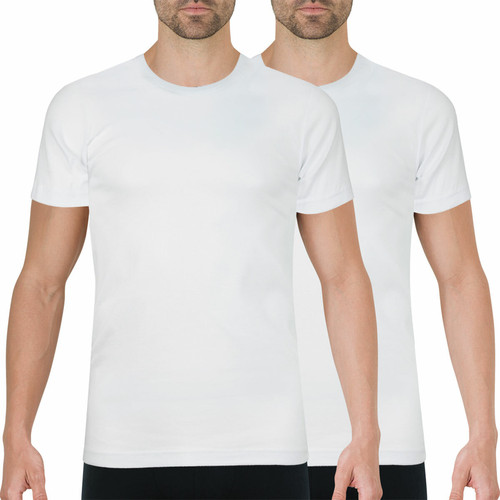 Athéna - Lot de 2 tee-shirts col rond homme Coton Bio - Promotions Mode HOMME