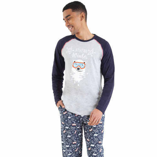 Athéna - Pyjama long col rond homme Family - French Days