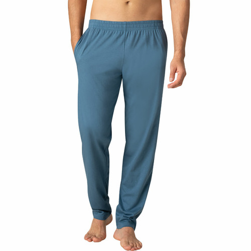 Pyjama long col T homme Coton Bio bleu