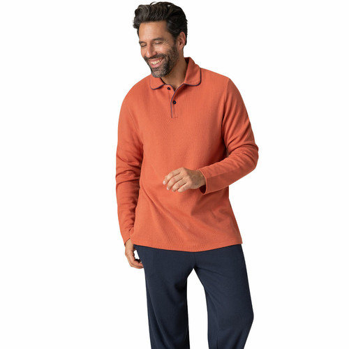 Eminence - Pyjama long col ouvert homme Coton Modal orange - Promotions Mode HOMME