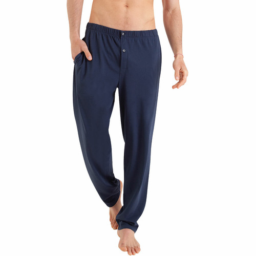 Pyjama long ouvert homme Easy Print bleu en coton