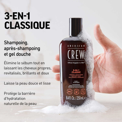 3-En-1 Classique : Shampoing, Après-Shampoing, Gel Douche