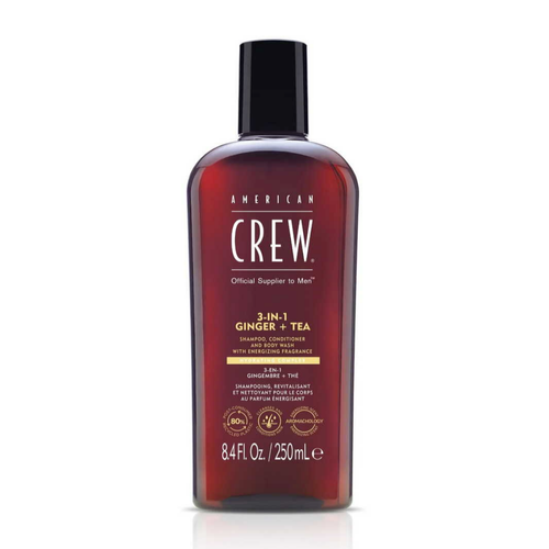 American Crew - 3-En-1 Gingembre + Thé : Shampoing, Après-Shampoing, Gel Douche - Shampoing homme