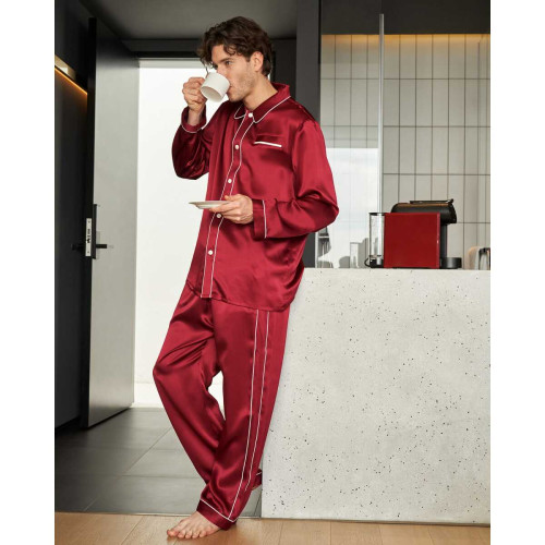 Pyjama en Soie Homme Patalons Tendance rouge