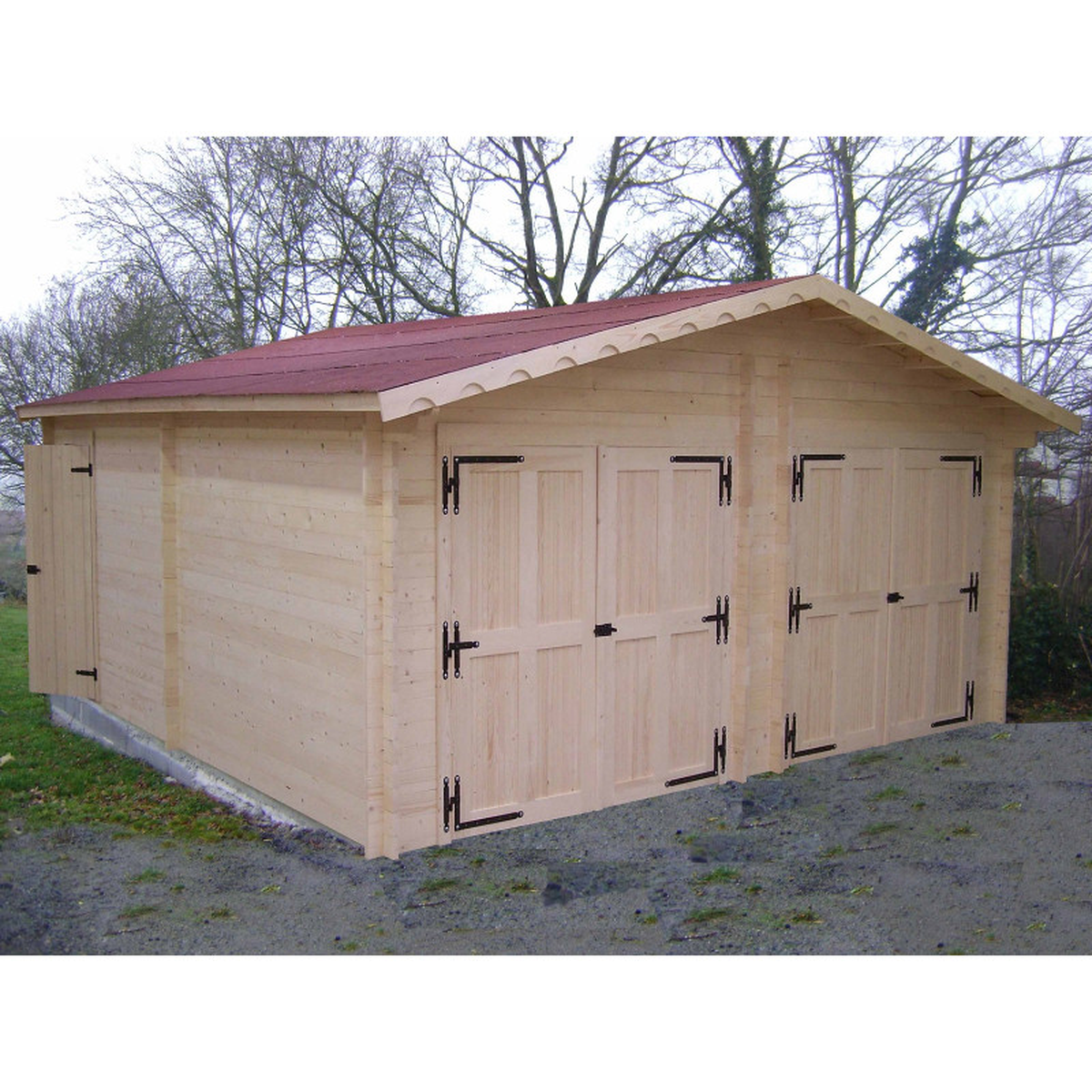 Garage double madriers bois massif double rainurage épaisseur 42 mm
