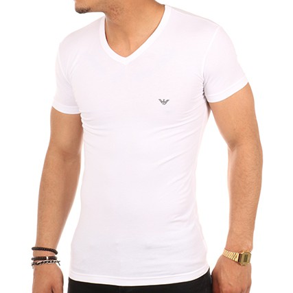 Emporio Armani Underwear - T-SHIRT EAGLE COTON STRETCH-Emporio Armani - T shirt blanc homme