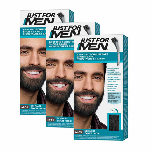 Just For Men - Colorations Barbe Noir Naturel - Pack 3 - Produits d'Entretien pour Barbe