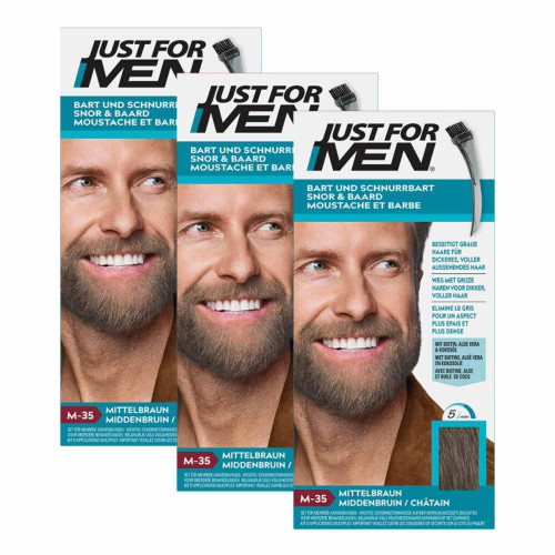 Just For Men - Pack 3 Colorations Barbe - Chatain Moyen Clair - Promotions Just For Men