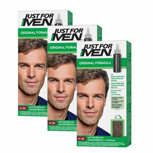 Just For Men - Pack 3 Colorations Cheveux - Châtain - Promotions Just For Men