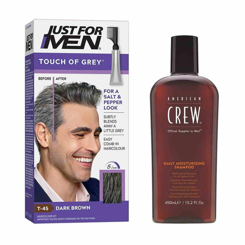 Just For Men - Pack Coloration Cheveux & Shampoing - Gris Châtain Foncé - Shampoing HOMME Just For Men