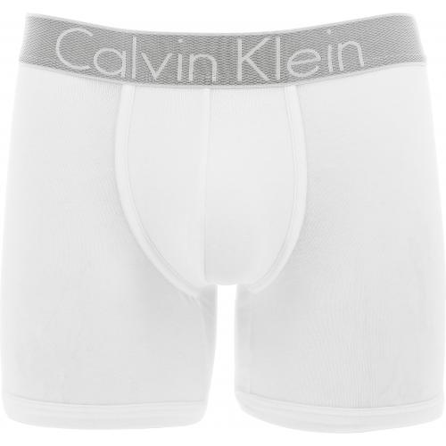Calvin Klein Underwear - Boxer Long en Coton Stretch - Ceinture Siglée Blanc - Calvin klein underwear homme