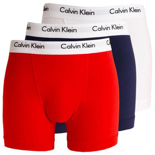 Calvin Klein Underwear - PACK 3 BOXER BLEU BLANC ROUGE - Cadeau homme