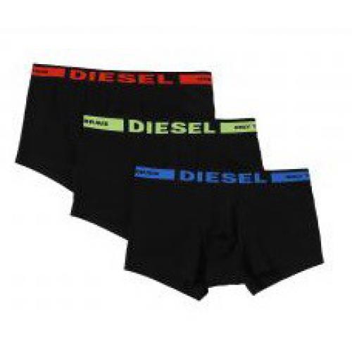 Diesel Underwear - Pack de 3 Boxers Siglés - Ceinture Elastique Noir Rouge / Bleu - Diesel underwear homme
