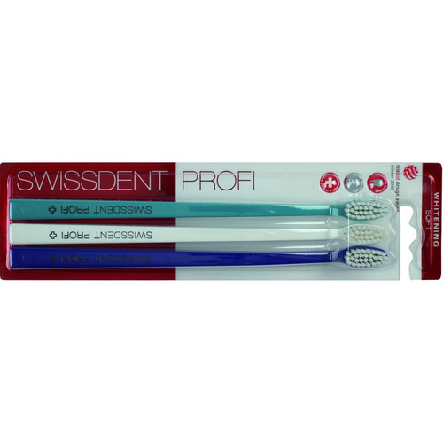 Swissdent - Coffret de brosses à dent blancheur - blanc, turquoie, bleu - Soldes Mencorner