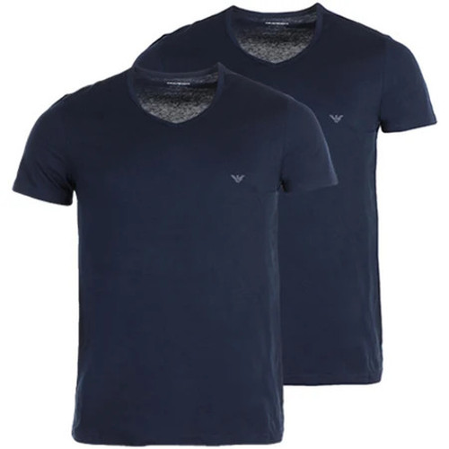 Emporio Armani Underwear - PACK DE 2 T-SHIRTS COL ROND - Pur Coton Bleu Marine - Cadeau mode homme