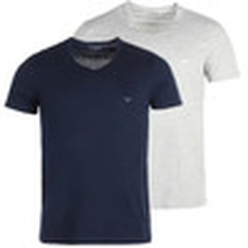 Emporio Armani Underwear - PACK DE 2 T-SHIRTS COL V - Pur Coton Bleu / Gris - Emporio armani underwear homme