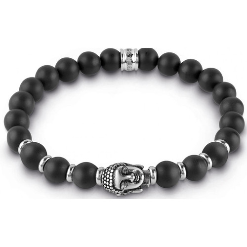 Bracelet Homme Boudha noir perles & métal Guess Bijoux UMB28009 -