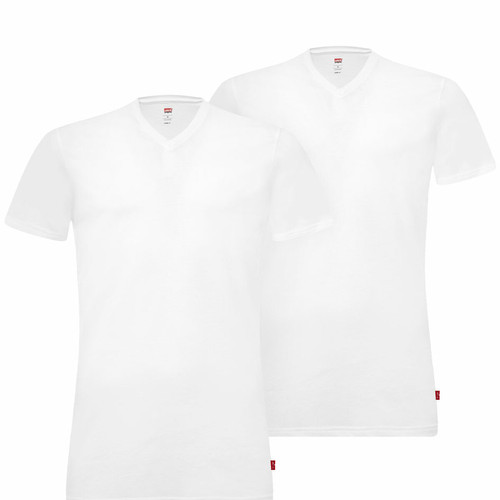 Levi's Underwear - Lot de 2 tee-shirts col V blanc Blanc - Tee shirt homme
