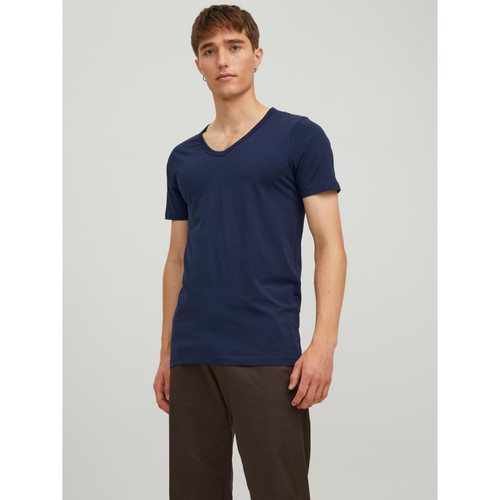 Jack & Jones - T-shirt col en v bleu foncé - Vetements homme