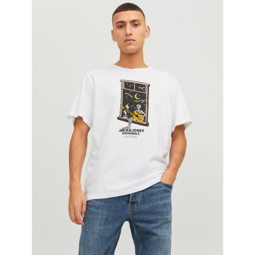 Jack & Jones - T-shirt col ras du cou blanc - T shirt polo homme