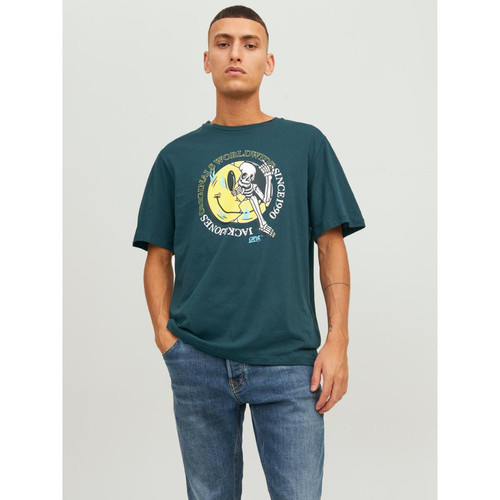 Jack & Jones - T-shirt col ras du cou turquoise - T shirt polo homme