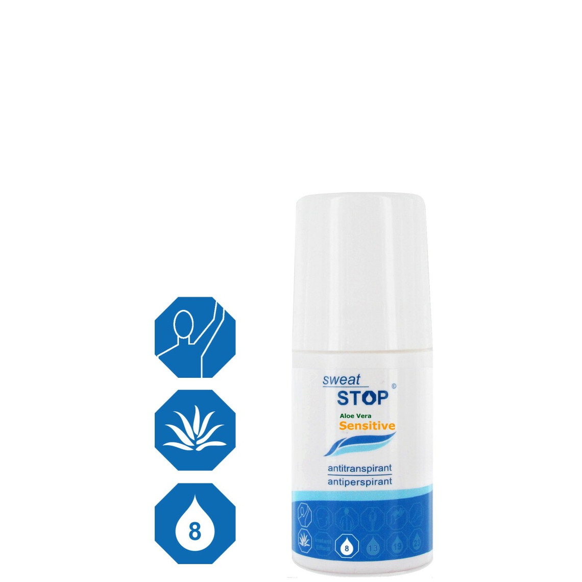 Sweatstop® Aloe Vera Sensitive Rollon Flacont A Bielle Antitranspirant 48-72h The Powder Company