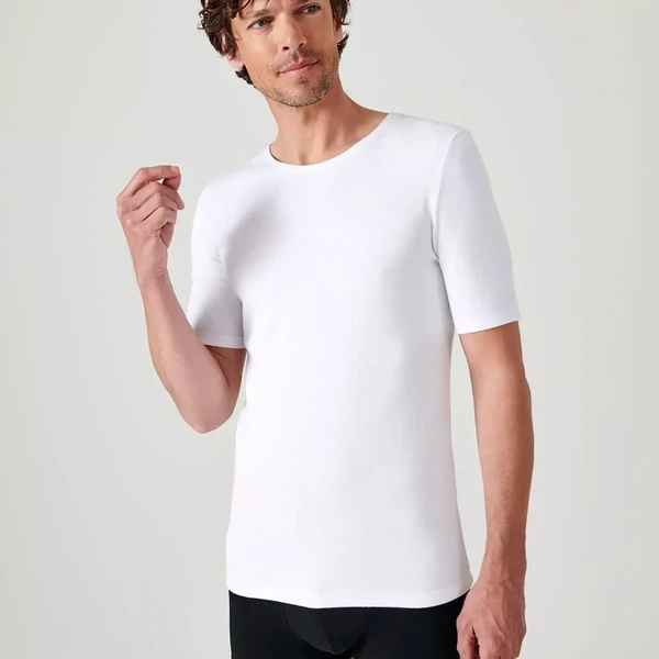 Tee-shirt manches courtes en mailles blanc Damart