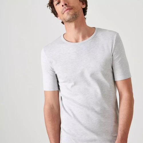 Damart - Tee-shirt manches courtes en mailles gris - Boutique de Noël: idées cadeaux